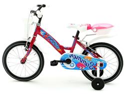 Bici da bimba bambina 16" rosa ciclamino con rotelline cesti