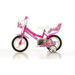 12 Pollici Rosa Bambina Con Rotelle Cestino E Seggiolino