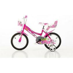 14 Pollici Rosa Bambina Con Rotelle Seggiolino E Cestino