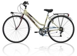 28'' Cinzia Country Bici Donna Bianca Panna Rossa City Bike 