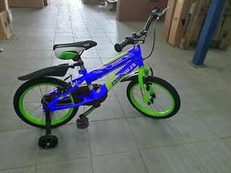 Bambino Mtb Flywheel Power 14" Con Rotelle E Parafanghi Blu 