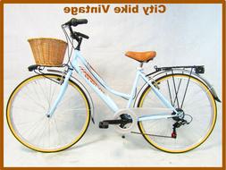 Donna Bici Da Passeggio City Bike 28 Azzurra Vintage Retro' 