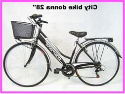 Donna Bici Da Passeggio City Bike 28 Trekking Con Cambio 6v 