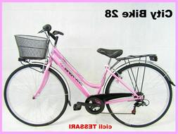 Donna Bici Da Per Passeggio City Bike 28 Trekking Colore Ros
