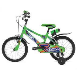 Rally 4-7 Anni Bambino Bici 16 Bimbo Con Rotelle Verde