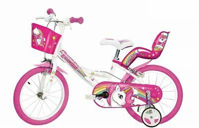 bici 16 unicorn rosa bianco con rotelle