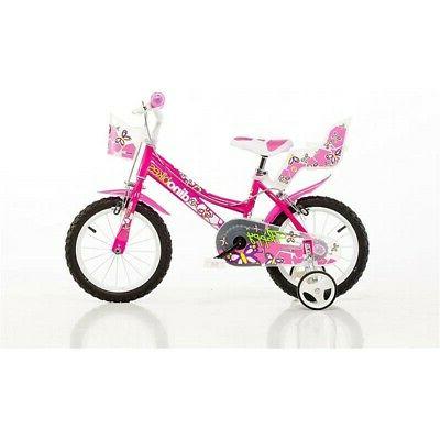 bicicletta 14 pollici rosa bambina con rotelle