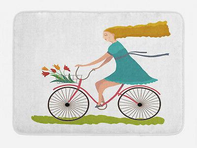 bicicletta tapetino da bagno donna sulla bici