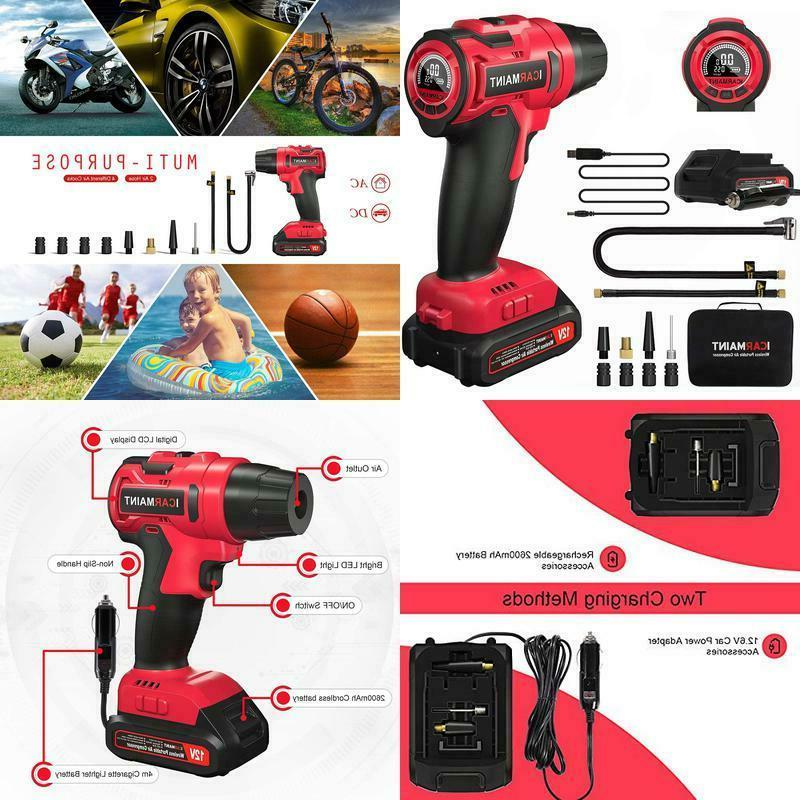 compressore aria portatile auto pompa bicicletta elettrica