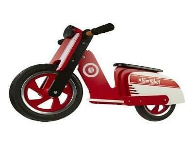 in legno scooter rosso bianco equilibrio bicicletta