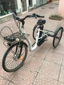 Triciclo elettrico con pedalata assistita, bianco, marca Tri